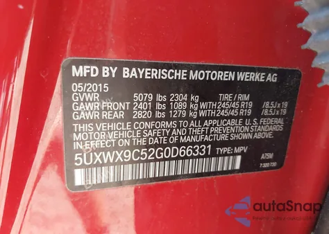 2016 BMW X3 xDrive28I from USA, damaged, VIN 5UXWX9C52G0B66331
